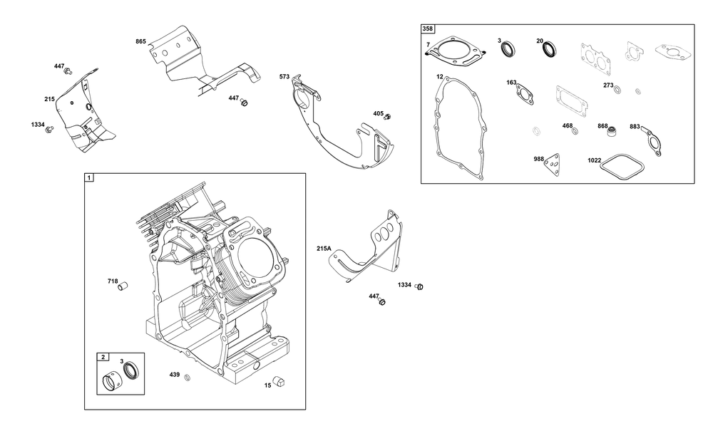 Cylinder Group Diagram and Parts List for 38E347-0019-G1 200000 - 399999 Briggs and Stratton Engine